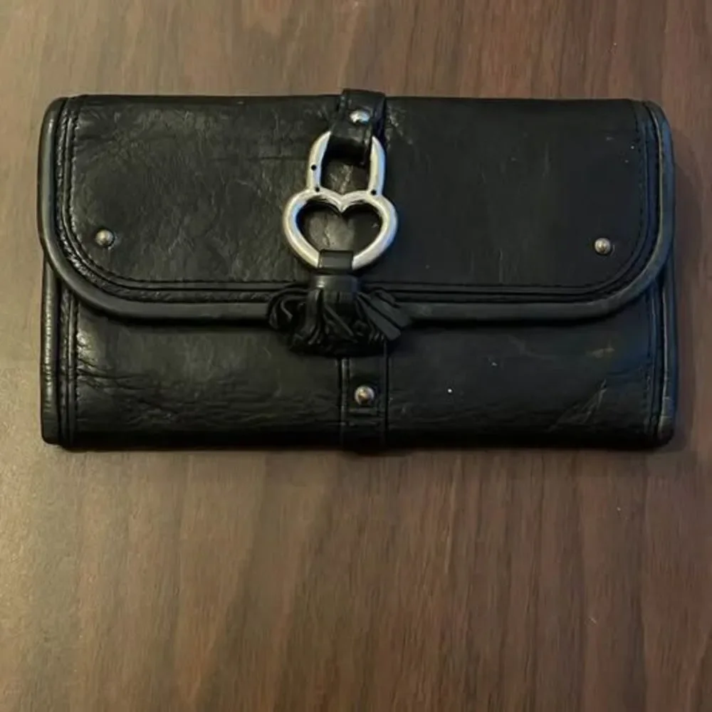 Vintage 90s Y2K Juicy Couture Black Leather Stud Tassle Wallet